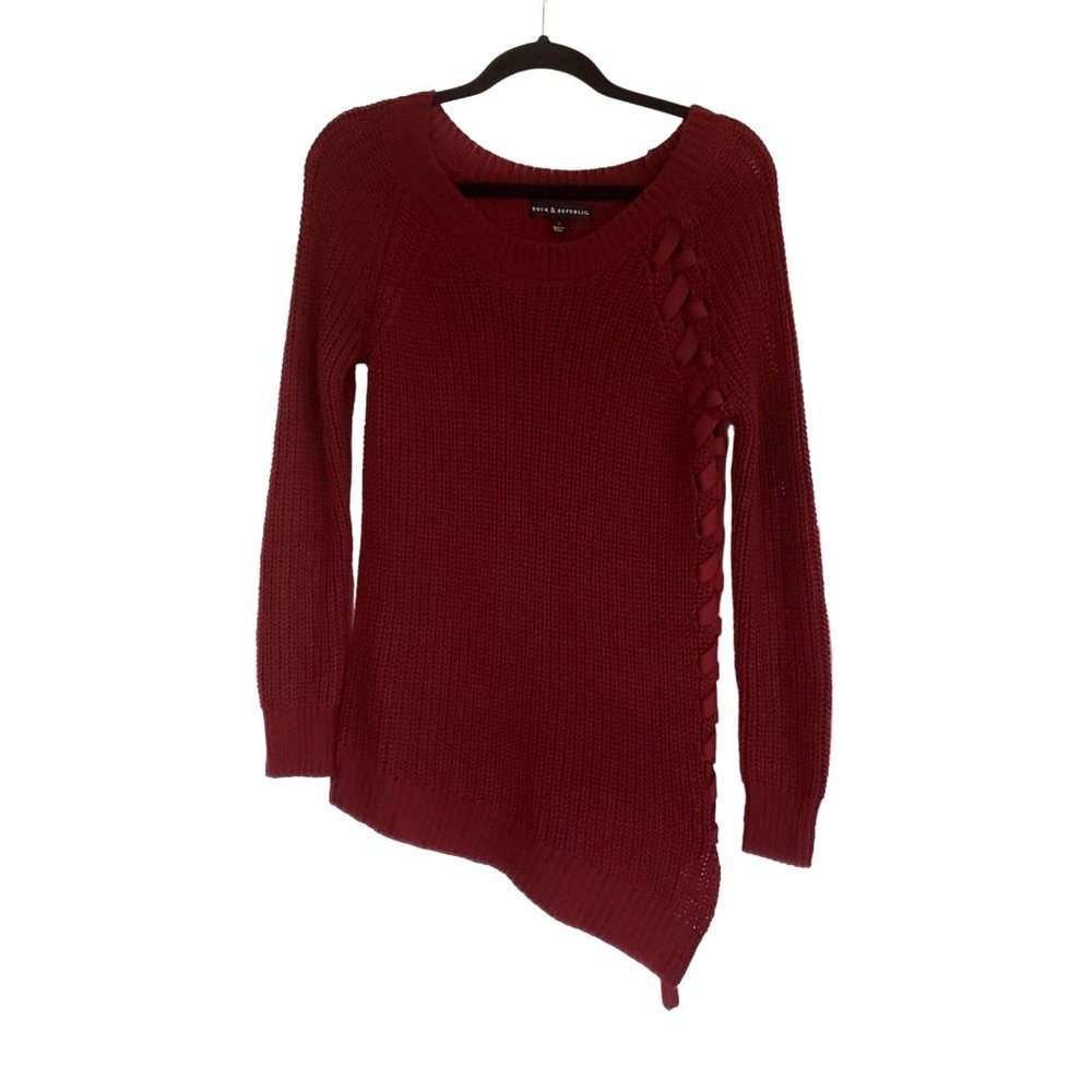 ROCK&REPUBLIC Chunky knit tunic size Small oversized‎ lace up side